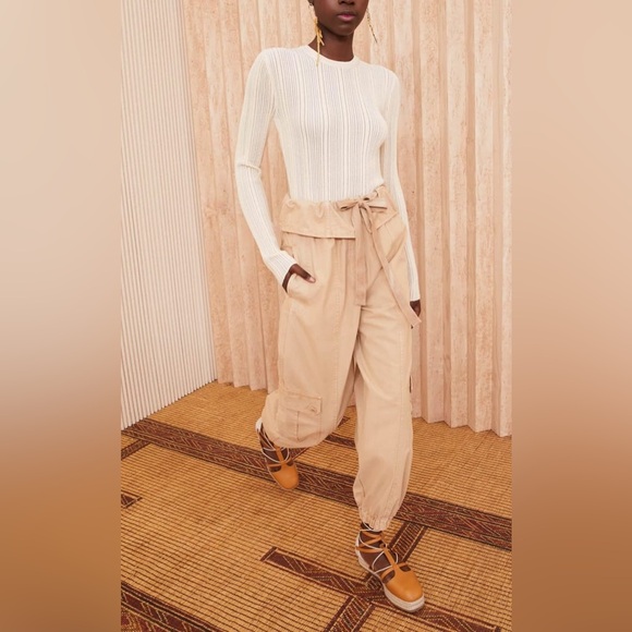 Ulla Johnson Lyana Pullover Cream Ivory Textured Rib Knit Sweater Top Size Large - Picture 2 of 15